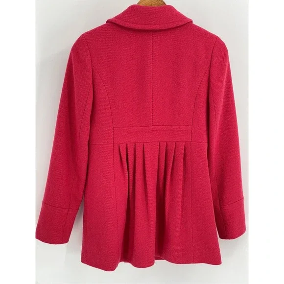 J. Crew Pea Coat Women's 4‎ Pink Wool Blend Ruffle Back Jacket - Picture 2 of 10